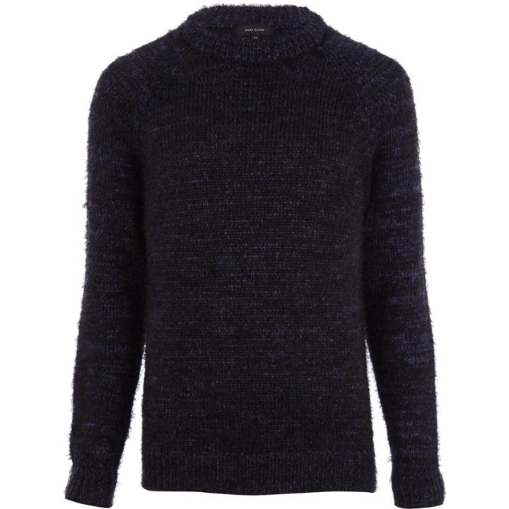 River Island Menspurple Knitted Fluffy Sweater