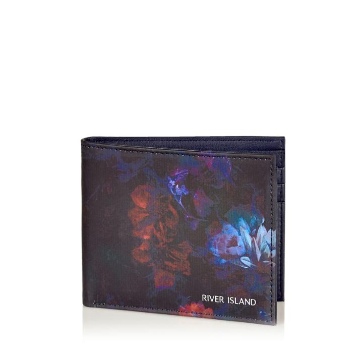 River Island Mensnavy Floral Print Wallet