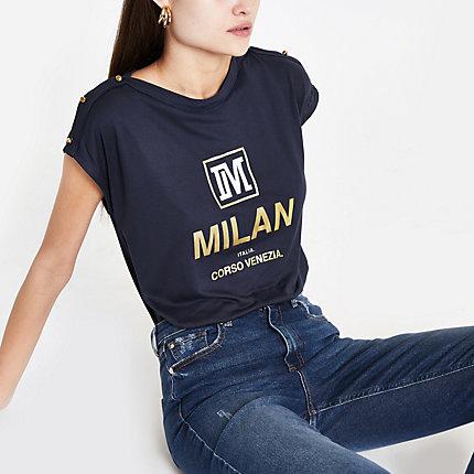 River Island Womens 'milan' Faux Button T-shirt