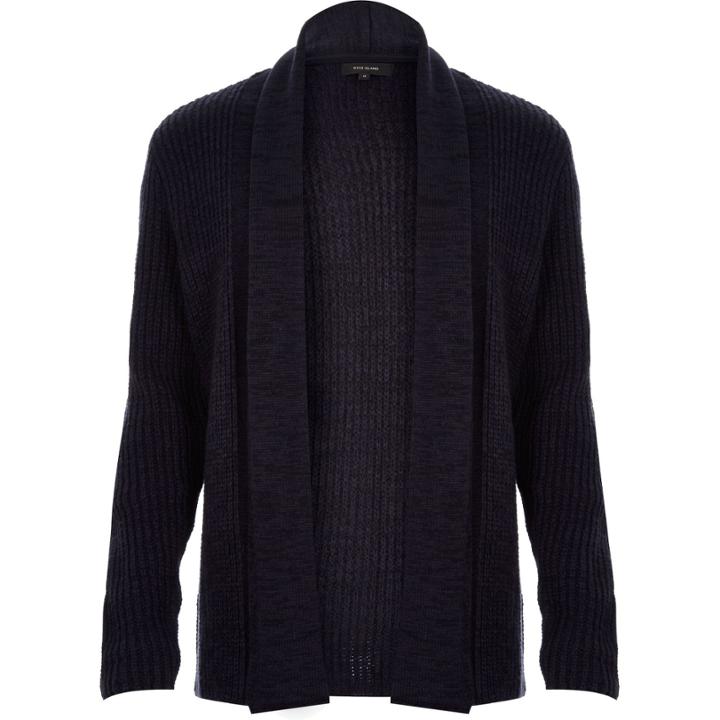 River Island Mensnavy Knitted Textured Cardigan