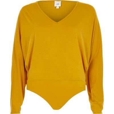 River Island Womens Yellow Batwing Bodysuit