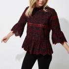 River Island Womens Petite Embroidered Cutaway Smock Top