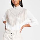 River Island Womens Fringe Studded High Neck Jumper