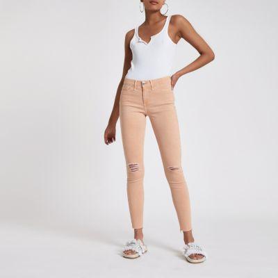 River Island Womens Molly Ripped Mid Rise Jeggings