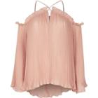 River Island Womens Pleated Cold Shoulder Blouse