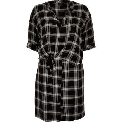 River Island Womens Check Tie Front Shirt Dress
