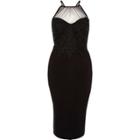 River Island Womens Floral Lace Mesh Insert Bodycon Dress