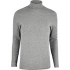 River Island Mensgrey Muscle Fit Roll Neck Sweater
