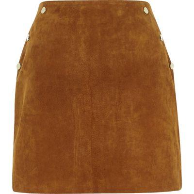 River Island Womens Suede Studded Skirt