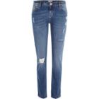 River Island Womens Mid Wash Ripped Stevie Straight Jeans