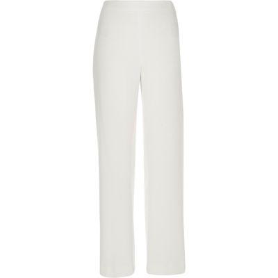 River Island Womens White High Waisted Wide Leg Pants