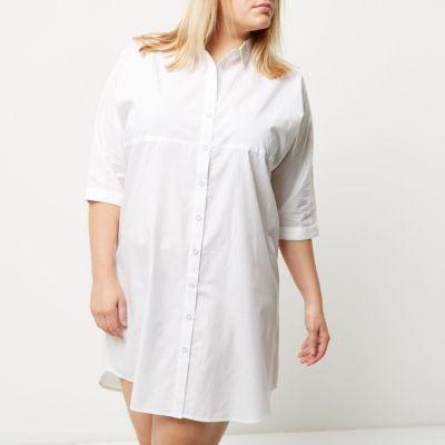 River Island Womens Plus White Oversized Shirt Dress