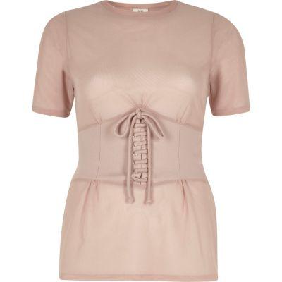 River Island Womens Nude Corset Front Fitted T-shirt