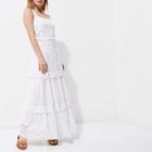 River Island Womens Petite White Embroidered Tiered Maxi Dress
