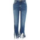 River Island Womens Fringed Hem Cropped Flare Jeans