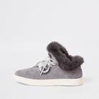 River Island Womens Lace-up Faux Fur Lined Trainers