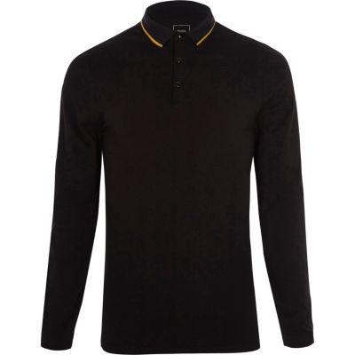 River Island Mens Muscle Fit Tipped Collar Polo Shirt