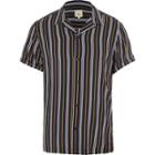River Island Mens Stripe Short Sleeve Revere Shirt
