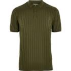 River Island Mensdark Ribbed Muscle Fit Polo T-shirt