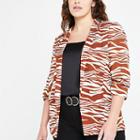 River Island Womens Plus Zebra Print Ruched Sleeve Blazer