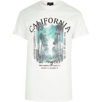 River Island Mens White 'california' Print Crew Neck T-shirt