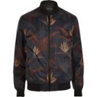 River Island Mensblack Paradise Print Bomber Jacket