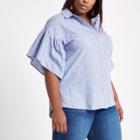 River Island Womens Plus Stripe Short Bell Sleeve Shirt
