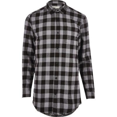 River Island Mens Checked Longline Shirt