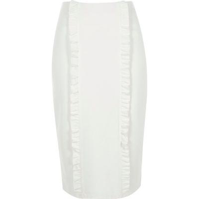 River Island Womens Double Frill Panel Jersey Pencil Skirt