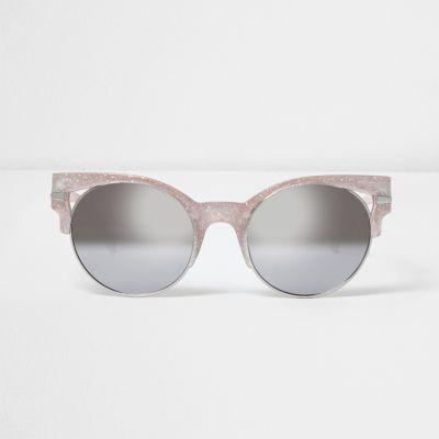 River Island Womens Gold Glitter Half Frame Cut Out Sunglasses