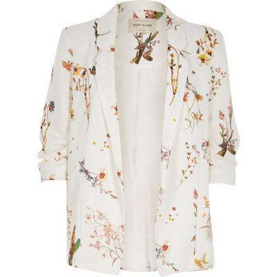 River Island Womens White Floral Print Blazer