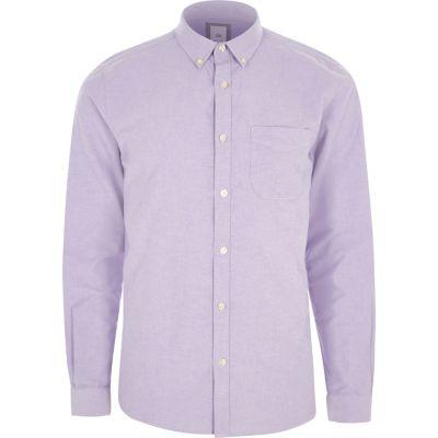 River Island Mens Purple Button-down Oxford Shirt