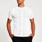 River Island Mens White Pointelle Muscle Fit Knitted T-shirt