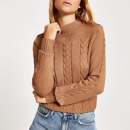 River Island Womens Cable Knitted High Neck Jumper