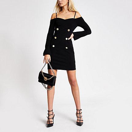 River Island Womens Cold Shoulder Bodycon Tux Dress