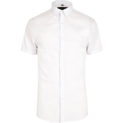 River Island Mens White Muscle Fit Short Sleeve Shirt