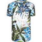Mens Hype Tropical Print Curve Hem T-shirt