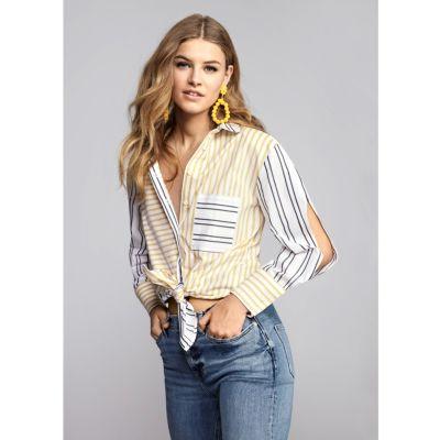River Island Womens Block Stripe Split Long Sleeve Shirt