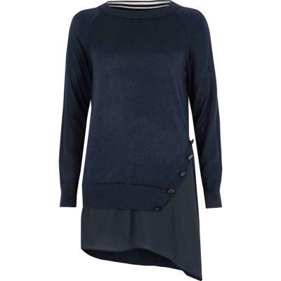 River Island Womens Asymmetric Hem Layered Sweater