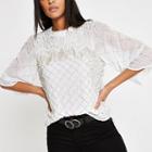 River Island Womens White Bead Embellished Top