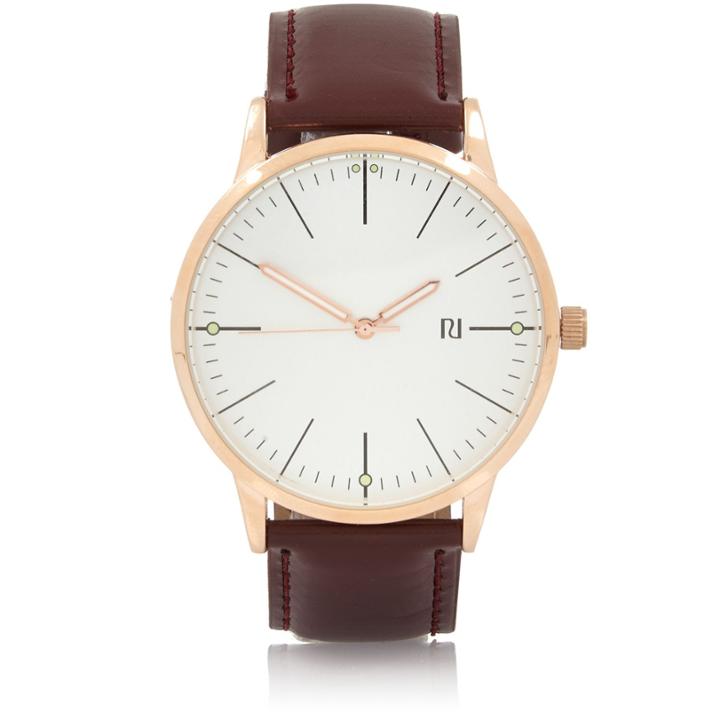 River Island Mensbrown Rose Gold Classic Watch