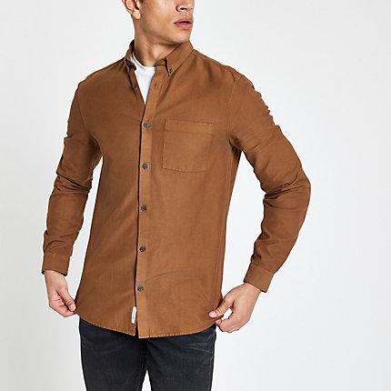 River Island Mens Lyocell Chest Pocket Slim Fit Shirt