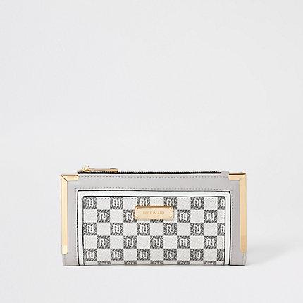 River Island Womens Ri Monogram Check Fold Out Purse