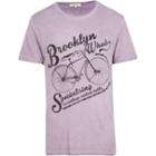 River Island Menslilac Brooklyn Wheels Bicycle Print T-shirt
