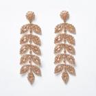 River Island Womens Rose Gold Tone Gem Leaf Drop Earrings