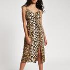 River Island Womens Leopard Print Midi Slip Dress