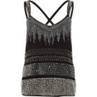 River Island Womens Sequin Embellished Cross Back Cami Top