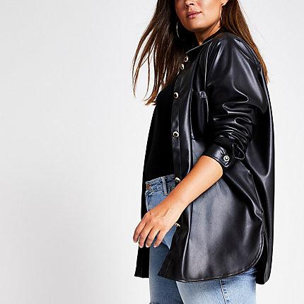 River Island Womens Plus Faux Leather Shirt