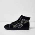 River Island Womens Embellished Hi Top Lace-up Trainers