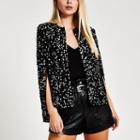 River Island Womens Silver Long Sleeve Sequin Embellished Cape